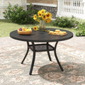 VOXBIN  Round Outdoor Patio Dining Table with Adjustable Umbrella Hole , for backyard